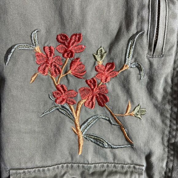 Christopher & Banks Embroidered Floral Utility Jacket Size Small Boho - Picture 4 of 6